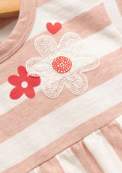 Ensemble robe et bandeau rayé rose bébé fille