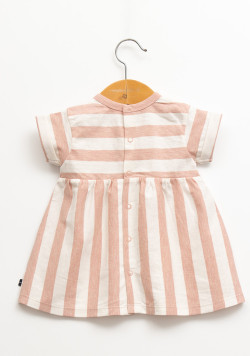 Ensemble robe et bandeau rayé rose bébé fille