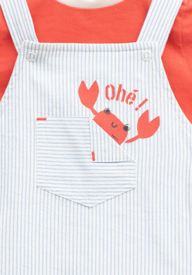 Ensemble salopette rayée et tee-shirt rouge bébé garçon Ensemble salopette rayée et tee-shirt rouge bébé garçon