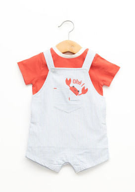 Ensemble salopette rayée et tee-shirt rouge bébé garçon Ensemble salopette rayée et tee-shirt rouge bébé garçon