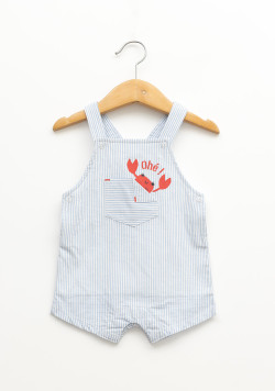 Ensemble salopette rayée et tee-shirt rouge bébé garçon
