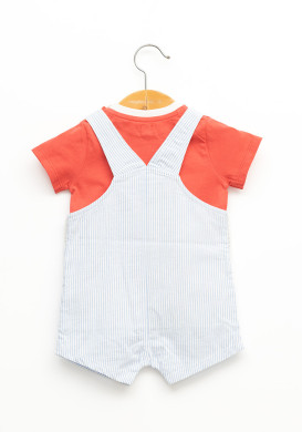 Ensemble salopette rayée et tee-shirt rouge bébé garçon Ensemble salopette rayée et tee-shirt rouge bébé garçon