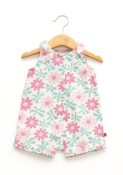 Ensemble salopette imprimée et tee-shirt 100% coton bébé fille