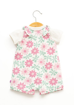 Ensemble salopette imprimée et tee-shirt 100% coton bébé fille