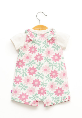 Ensemble salopette imprimée et tee-shirt 100% coton bébé fille Ensemble salopette imprimée et tee-shirt 100% coton bébé fille
