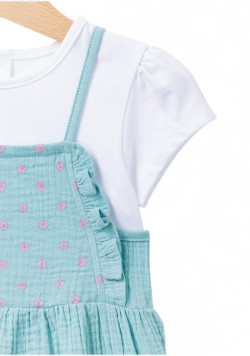 Ensemble robe et tee-shirt 100% coton bébé fille