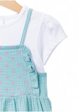 Ensemble robe et tee-shirt 100% coton bébé fille Ensemble robe et tee-shirt 100% coton bébé fille