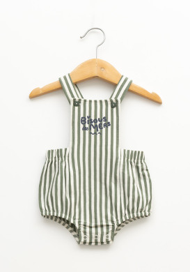 Ensemble t-shirt et salopette 100% coton rayé vert bébé garçon Ensemble t-shirt et salopette 100% coton rayé vert bébé garçon