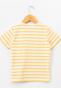 Marinière manches courtes 100% coton rayé jaune garçon