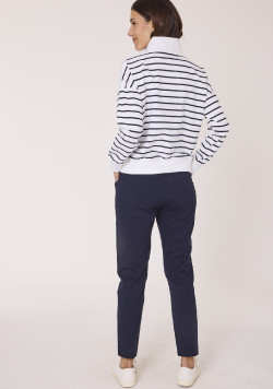Sweat col zippé à rayure femme
