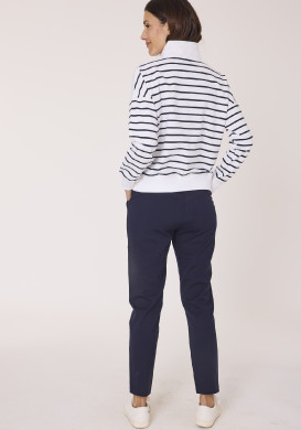 Sweat col zippé à rayure femme Sweat col zippé à rayure femme
