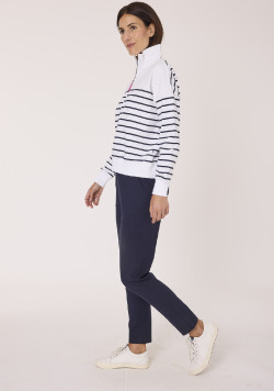 Sweat col zippé à rayure femme