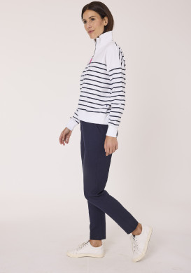 Sweat col zippé à rayure femme Sweat col zippé à rayure femme
