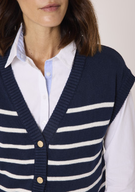 Gilet sans manche bleu marine rayée femme Gilet sans manche bleu marine rayée femme
