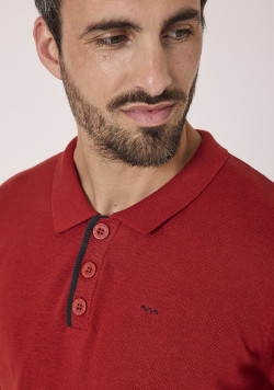 Pull col polo rouge homme