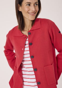Gilet boutonné rouge femme
