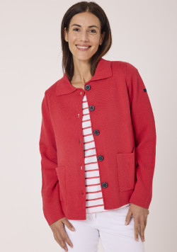 Gilet boutonné rouge femme