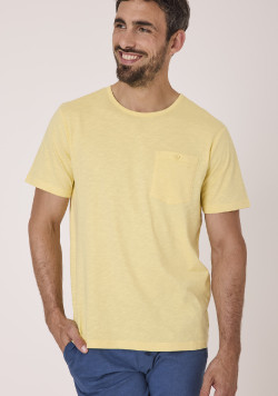 Tee-shirt jaune homme 100% coton
