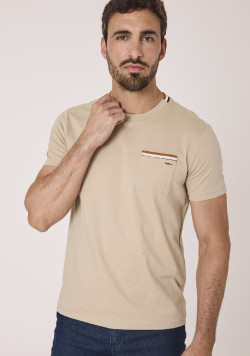 Tee-shirt 100% coton avec poche beige homme