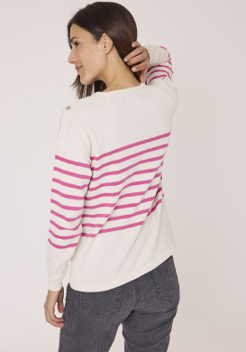 Pull col rond rayé rose femme Pull col rond rayé rose femme