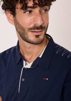 Polo 100% coton bleu marine homme