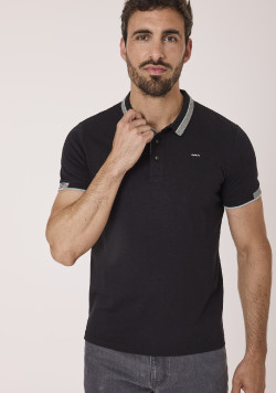Polo 100% coton noir homme