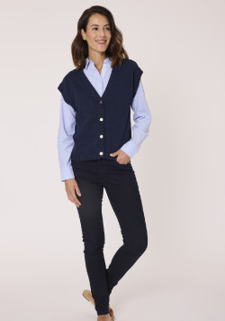 Gilet sans manches bleu marine femme