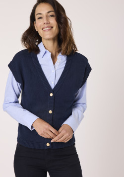 Gilet sans manches bleu marine femme