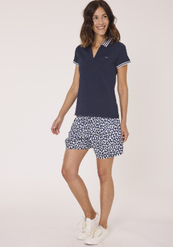 Polo manches courtes bleu foncé femme