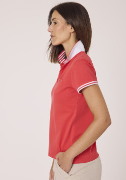 Polo manches courtes corail femme