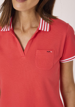 Polo manches courtes corail femme