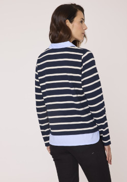 Polo effet 2-en-1 à rayure femme 100% coton