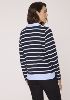 Polo effet 2-en-1 à rayure femme 100% coton