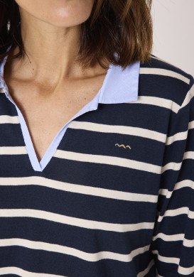 Polo effet 2-en-1 à rayure femme 100% coton