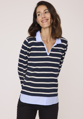 Polo effet 2-en-1 à rayure femme 100% coton