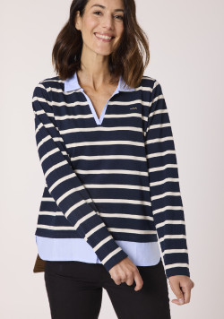 Polo effet 2-en-1 à rayure femme 100% coton