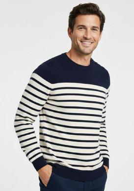 Pull marin rayé écru/marine homme Pull marin rayé écru/marine homme