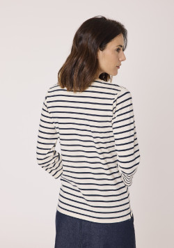 Marinière manches 3/4 et col V femme
