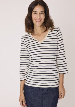 Marinière manches 3/4 et col V femme