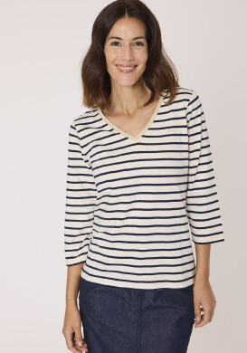 Marinière manches 3/4 et col V femme Marinière manches 3/4 et col V femme