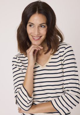 Marinière manches 3/4 et col V femme Marinière manches 3/4 et col V femme