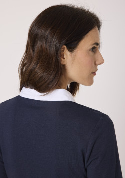 Polo manches longues bleu marine femme