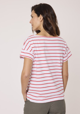 Marinière manches courtes 100% coton rayé rouge femme Marinière manches courtes 100% coton rayé rouge femme