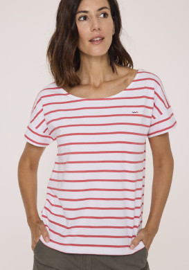 Marinière manches courtes 100% coton rayé rouge femme Marinière manches courtes 100% coton rayé rouge femme