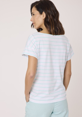 Marinière manches courtes 100% coton rayé vert clair femme Marinière manches courtes 100% coton rayé vert clair femme