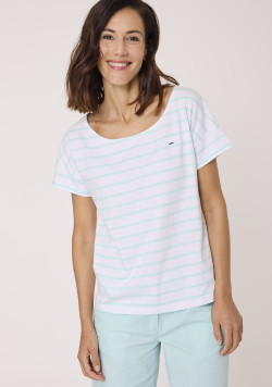 Marinière manches courtes 100% coton rayé vert clair femme