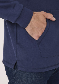 Sweat homme avec col zippé poche marine