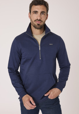 Sweat homme avec col zippé poche marine Sweat homme avec col zippé poche marine