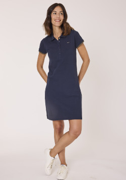 Robe polo à manches courtes marine femme