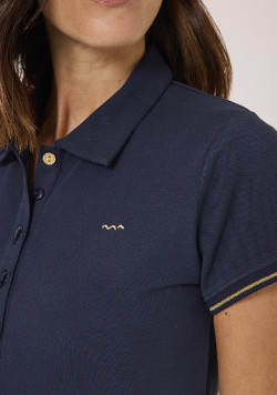 Robe polo à manches courtes marine femme